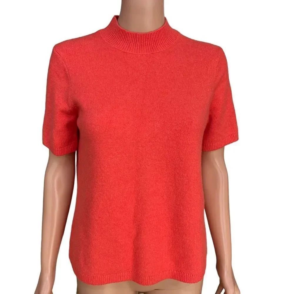 Loft wool blend shirt sleeve sweater coral color size MP